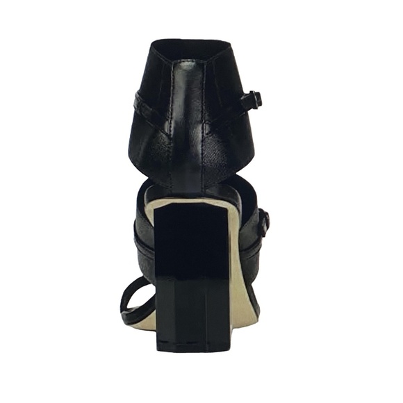 NWOB Donald Pliner Edie Office Siren Open Toe Black Italian Leather Heels 8.5 - Picture 4 of 16